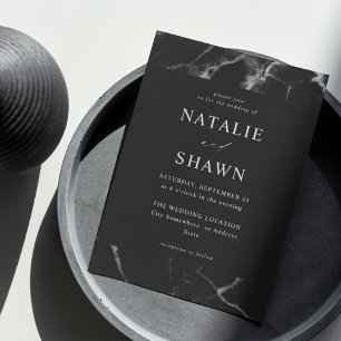 Invitation Mariage en marbre noir