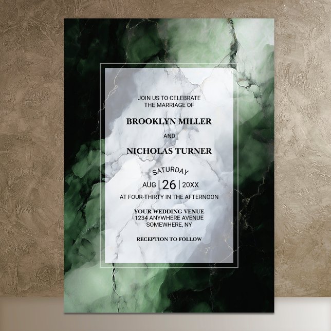 Invitation Mariage en marbre vert (Créateur téléchargé)