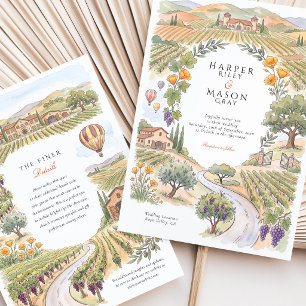 Invitation Mariage en montgolfière à la vigne de Napa Valley,