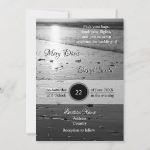 Invitation Mariage en niveaux de gris de sable de verre