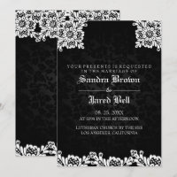 Mariage en noir damassé et dentelle blanche