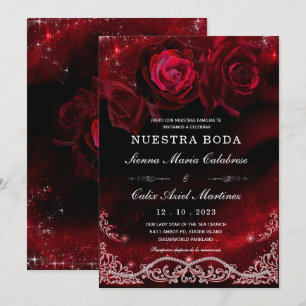 Invitation Mariage en Noir, Rouge et Blanc