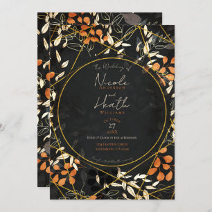 Invitation Mariage en or orange foncé à l'automne