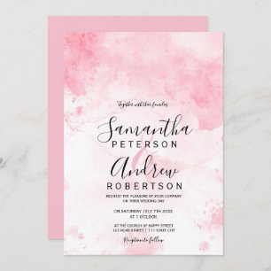 Invitation Mariage en pastel rose moderne de typographie