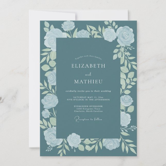 Invitation Mariage en Pétales d'Acier Ardoise (Devant)