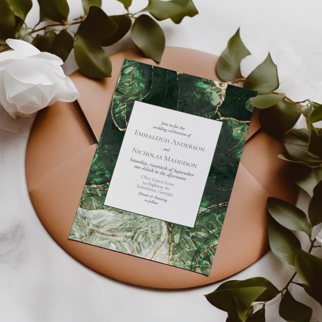 Invitation Mariage en pierre émeraude vert foncé (Créateur téléchargé)