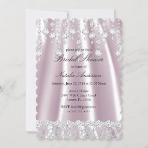 Invitation Mariage en soie rose diamant cristal