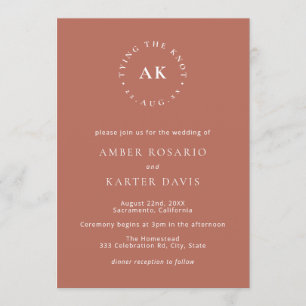 Invitation Mariage En Terracotta Attache Minimale Le Monogram