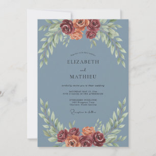 Invitation Mariage en terre cuite d'acier feuillu