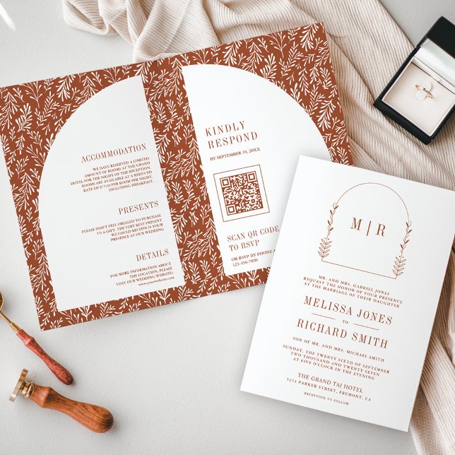 Invitation Mariage en terre cuite d'arche de feuille d'art de (Créateur téléchargé)