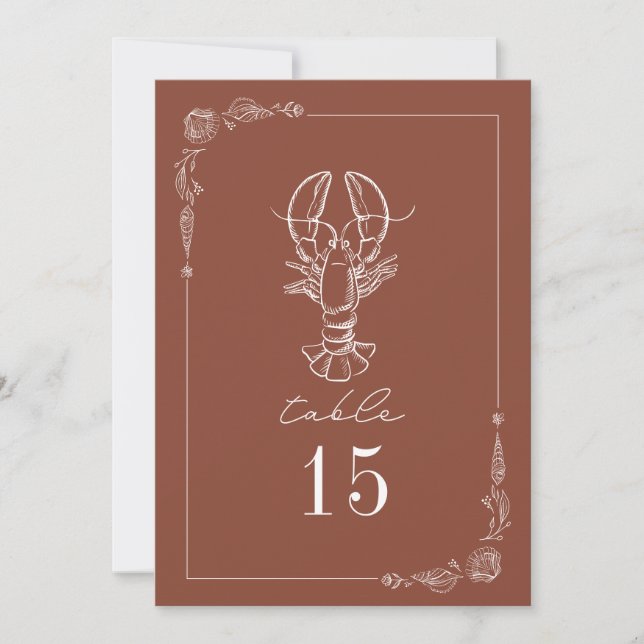 Invitation Mariage en terre cuite de homard rustique Numéro d (Devant)