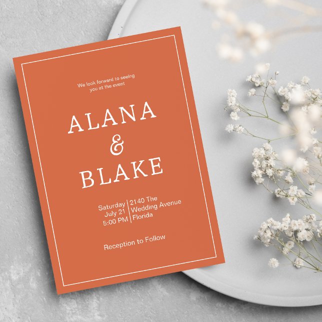 Invitation Mariage en terre cuite moderne et simple (Simple elegant modern terracotta Wedding )