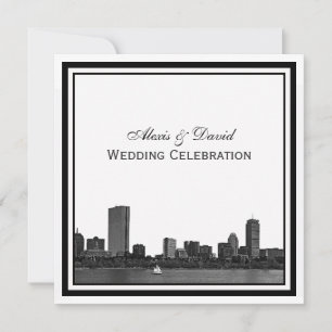 Invitation Mariage encadré de Boston Skyline