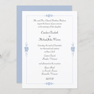 Invitation Mariage encadré par bleu de Nouveau d'art