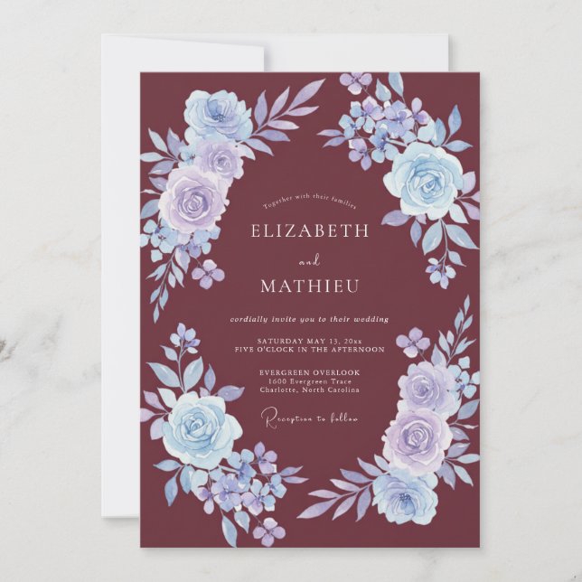 Invitation Mariage Enchanté au Lavande de Bourgogne (Devant)
