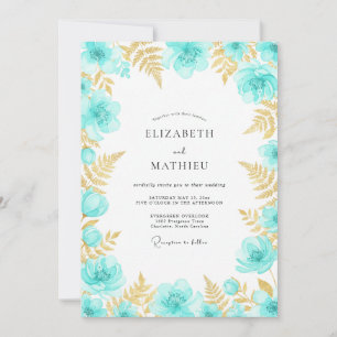 Invitation Mariage Enchanté aux Fleurs de Teal