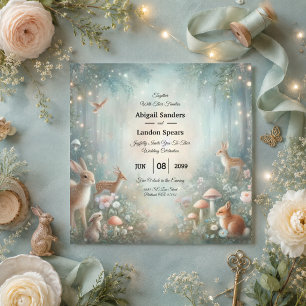 Invitation Mariage enchanté de la forêt de Teal et de pêche