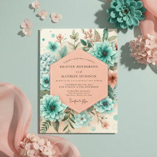 Invitation Mariage Enchanté de Teal Botanique