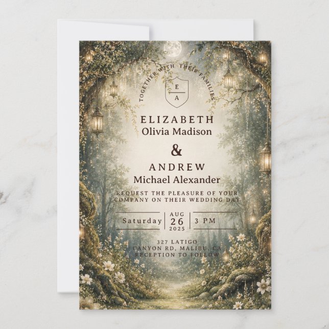 Invitation mariage enchante en forêt (Devant)