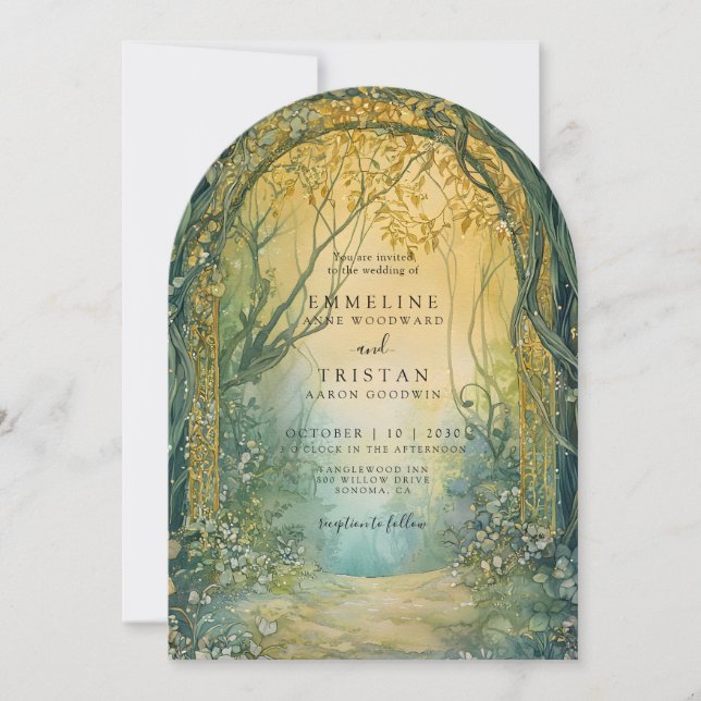 Invitation Mariage Enchanted Emerald Forest Portal (Devant)