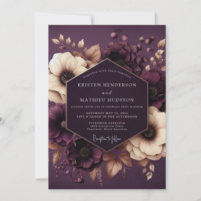 Invitation Mariage Enchantement Botanique aux Prunes (Devant)