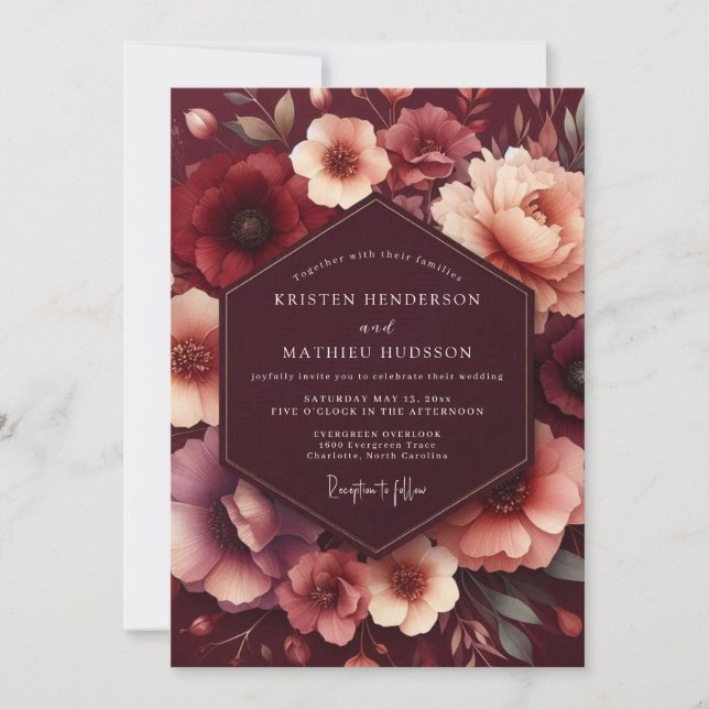 Invitation Mariage Enchantement Botanique Bourguignon (Devant)