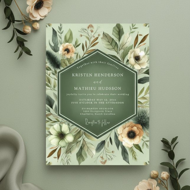 Invitation Mariage Enchantement Botanique de Sauge (Créateur téléchargé)