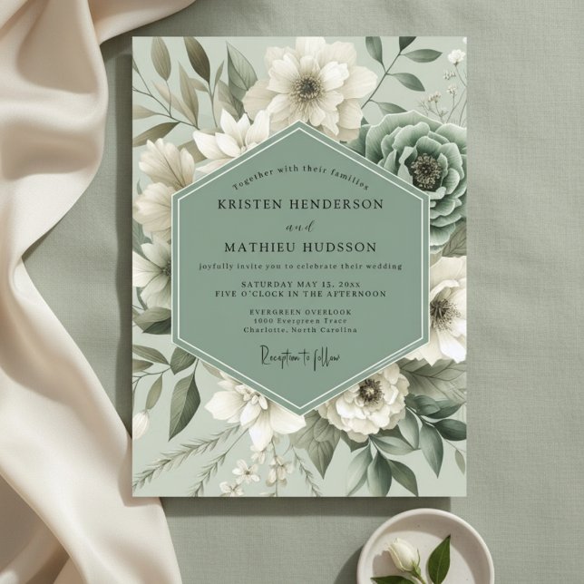 Invitation Mariage Enchantement Botanique de Sauge (Créateur téléchargé)