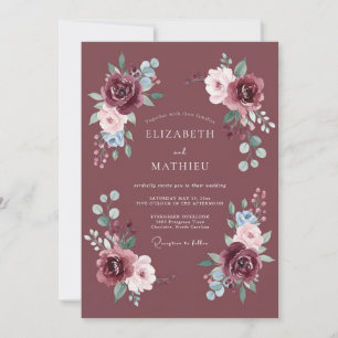 Invitation Mariage Enchantement Burgundy de Peinture