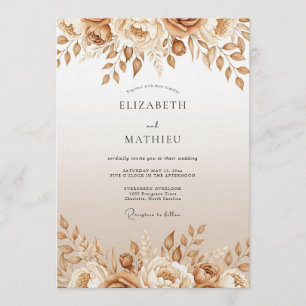 Invitation Mariage Enchantement Floral Brun