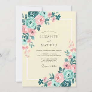 Invitation Mariage Enchanteur de Printemps aux Teintes Turquo