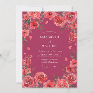 Invitation Mariage Enchanteur Printanier Magenta