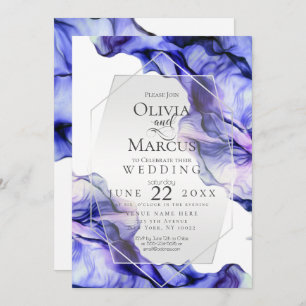 Invitation MARIAGE   Encre Abstraite Indigo de la Marine