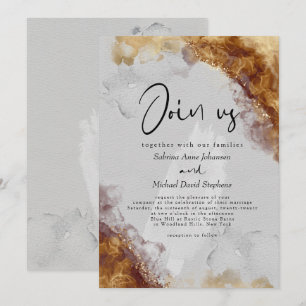 Invitation MARIAGE   Encre alcoolique ambre fluide étain