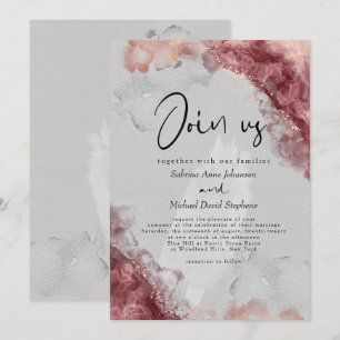 Invitation MARIAGE Encre alcoolique Rouge Vin Baie