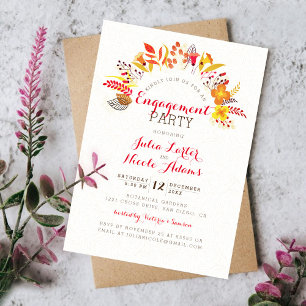Invitation Mariage Engagement Fête Bohème Fleurie Feuillage