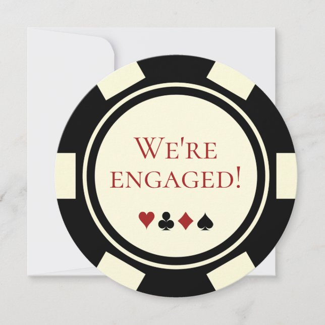 Invitation Mariage Engagement Party Black Cream Poker Chip (Devant)