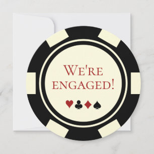 Invitation Mariage Engagement Party Black Cream Poker Chip