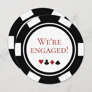 Invitation Mariage Engagement Party Black White Poker Chip