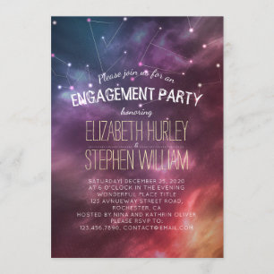Invitation Mariage Engagement Party Galaxy Star Constellation