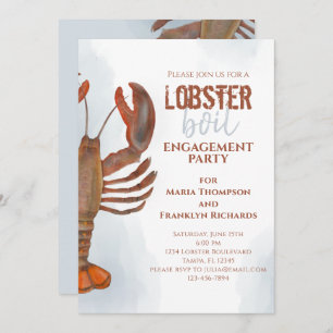 Invitation Mariage Engagement Party Simple Homard Bouille