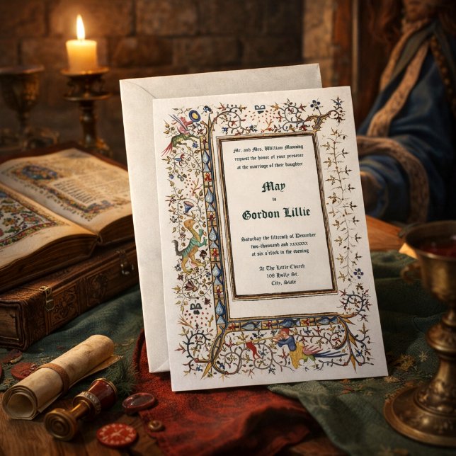 Invitation Mariage enluminé médiéval ca. 1415 (Créateur téléchargé)