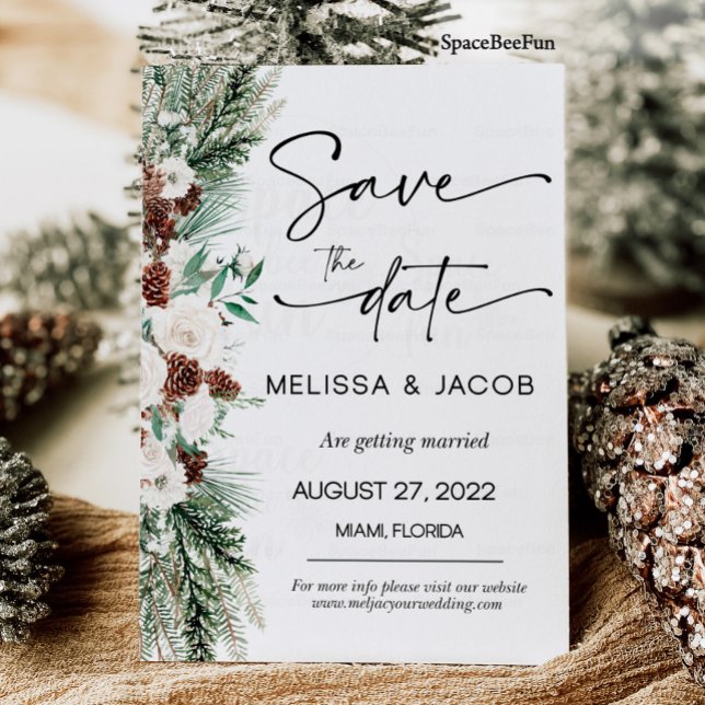 Invitation Mariage Enregistrer La Date Hiver Vintage Classic  (wedding save the date,modern save the date,vintage save the date,wedding announcement,save the date,)