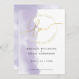 Invitation MARIAGE   Enregistrer la date Lilac Violet Aquarel