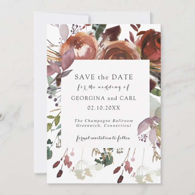 Invitation Mariage Enregistrer Les Dates | Butterum & Plum 01 (Devant)
