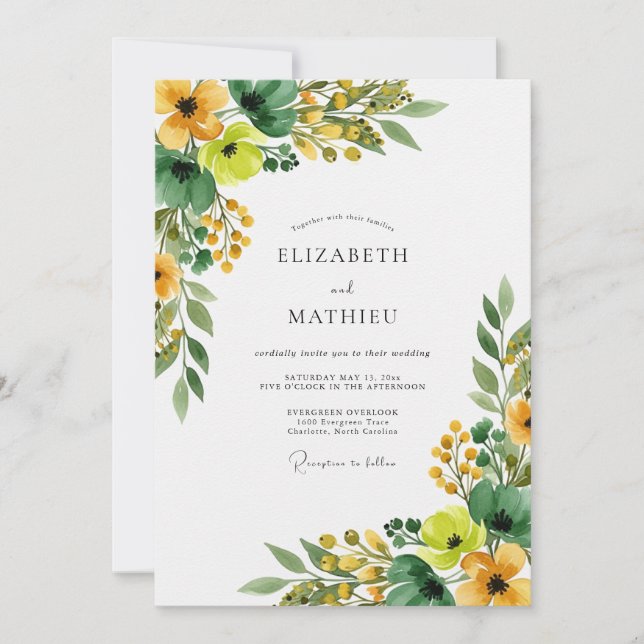 Invitation Mariage ensoleillé de printemps joyeux (Devant)