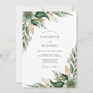 Invitation Mariage Épanouissement Botanique Émeraude
