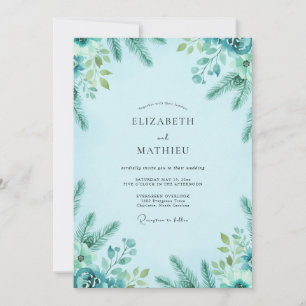 Invitation Mariage Épicéa Eucalyptus Bleu Glaçon