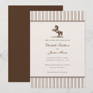 Invitation Mariage Équestre au Rayure Élégante