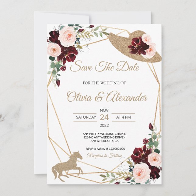 Invitation Mariage Equestre Enregistrer La Date (Devant)